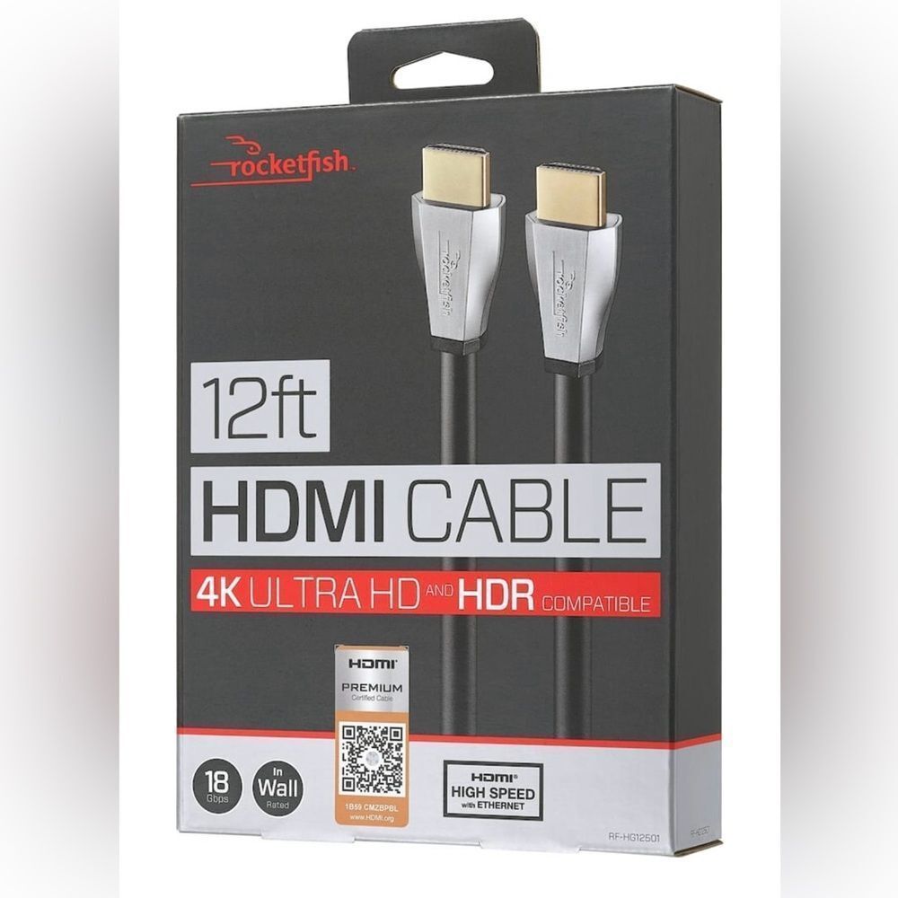 NEW In Box Rocketfish 12ft HDMI Cable 4K Ultra HD